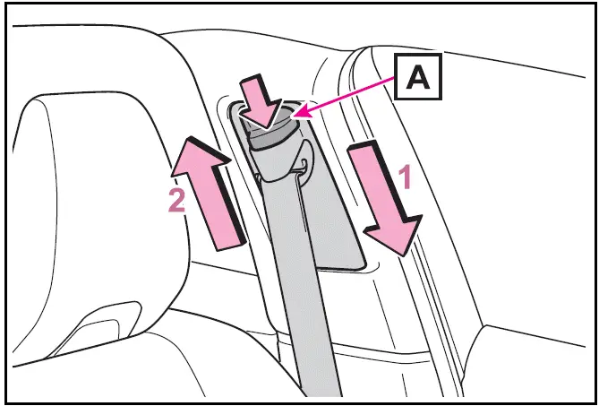 Adjusting the seat belt shoulder anchor height (front seats) - Toyota Prius