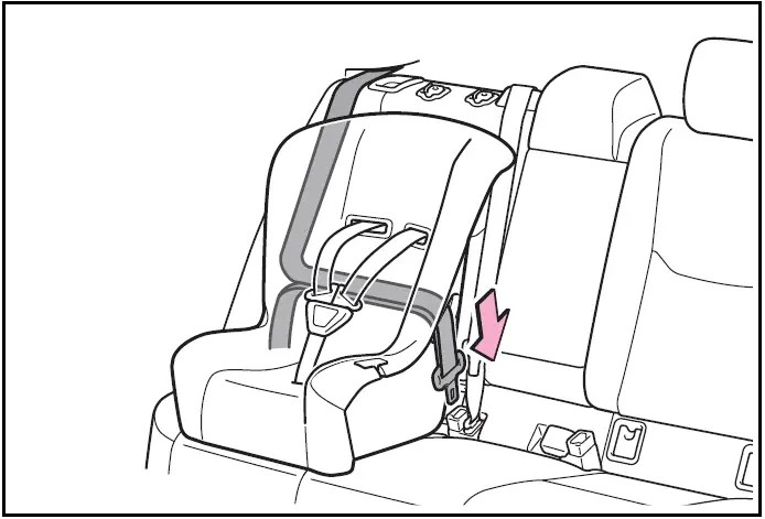 Run the seat belt through the child restraint system and insert the plate into the buckle. Make sure that the belt is not twisted