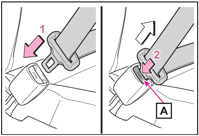 Fastening and releasing the seat belt - Toyota Prius