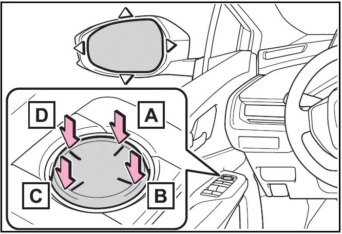 To adjust the mirror, operate the switch - Toyota Prius 2024