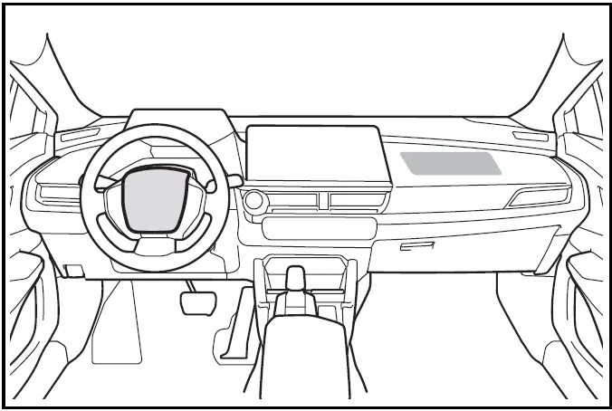 When the pad section of the steering wheel or the dashboard near the front passenger SRS airbag is scratched, cracked, or otherwise damaged