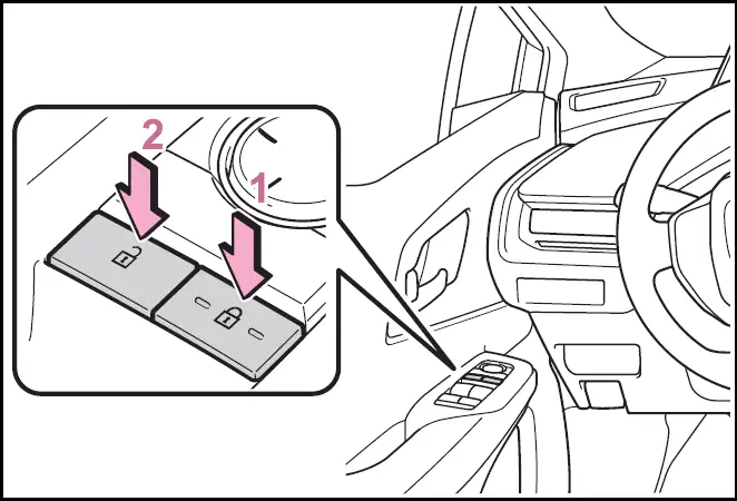 Using the door lock switches - 2024 Toyota Prius