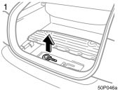 Toyota Prius: Installing towing eyelet. 1. Remove the towing eyelet as shown inthe illustration.